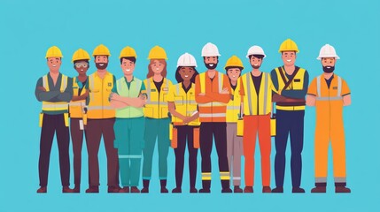 Diverse Team of Skilled Construction Workers: United, Confident, and Ready to Build
