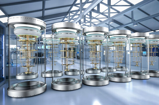 Quantum computer machines in shield capsules at laboratory