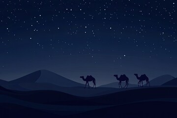 Desert camels at night (1)