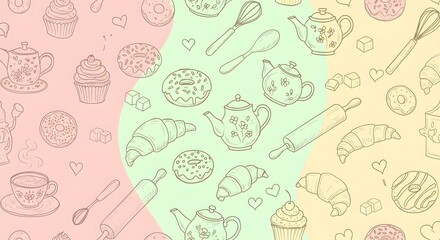 Hand-Drawn Baking & Dessert Seamless Pattern