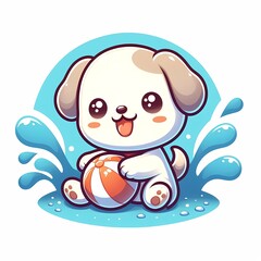 Fototapeta premium cute chinesse illustration of Baby water Dog isolated on white background 