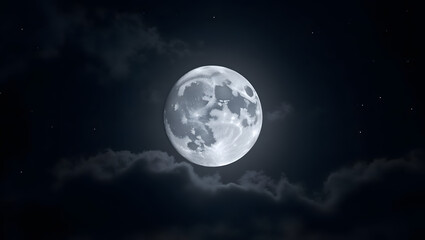 Fototapeta premium Illustration a majestic full moon, softly illuminated by the moon's gentle light.