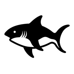 Obraz premium Black silhouette of a shark swimming against a white background 