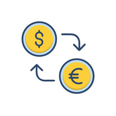 currency exchange dollar to euro on white background for web and graphic design