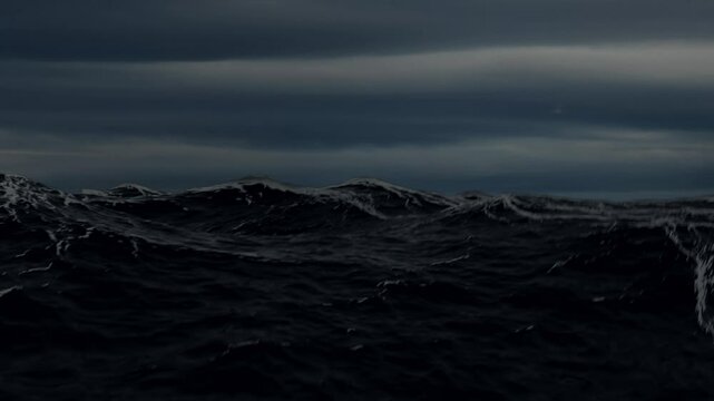 Tormenta electrica en el oceano o en el mar con un rayo cayendo