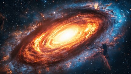 Fiery Galaxy in Deep Space: Cosmic Swirl of Stars and Nebulae galaxy space cosmos universe stars awe
