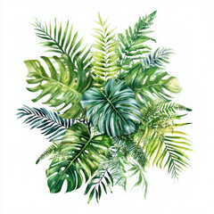 Lush green foliage radiates freshness in this beautiful illustration