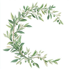 Naklejka premium Graceful watercolor olive branch evokes natural beauty