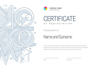 Certificate template. Diploma of modern design or gift certificate. Vector illustration.