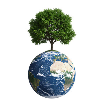 Save Our Planet: Earth and Tree Image for Environmental Campaigns