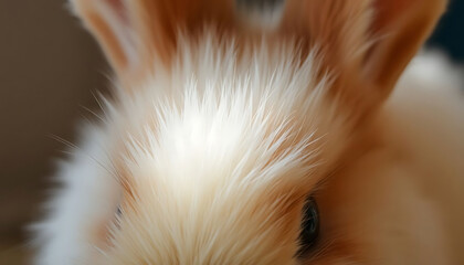 close up of a rabbit's face with a blurry background