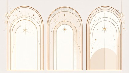 Fototapeta premium Elegant Golden Arches Celestial Design Set Perfect for Wedding Invitations or Spiritual Artwork