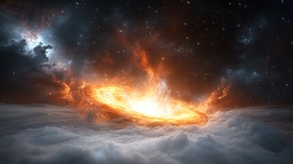 Fototapeta premium Cosmic Portal Above the Clouds nebula galaxy universe space stars clouds cosmos celestial cosmic sky