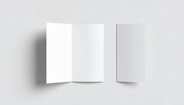 Tri fold Brochure Mockup Blank White Leaflet Template Design Open and Closed Views