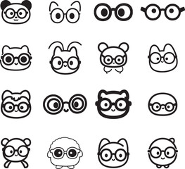 Fototapeta premium Cute Cartoon Animals Wearing Glasses
