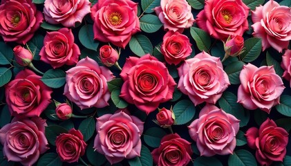 Obraz premium Intricate blooming rose pattern, densely packed , repeat pattern, illustration, growth