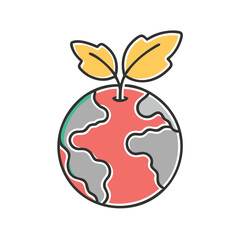 earth with plant on white background for web and graphic design