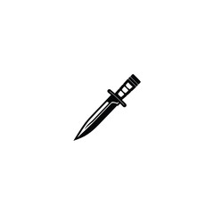 Tactical knife silhouette on white background