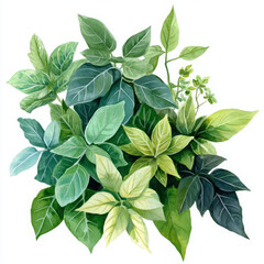 Realistic painted illustration shows vibrant leaves with freshness
