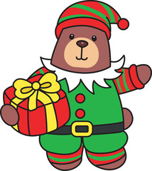 Illustration of cute bear icon.
Funny bear in daily activities elements.