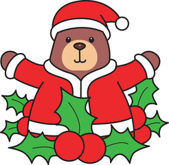 Illustration of cute bear icon.
Funny bear in daily activities elements.