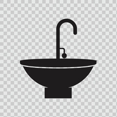 Minimalist Sink Icon for Bathroom On Transparent Background