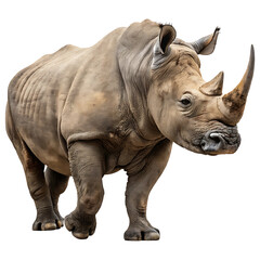Naklejka premium Powerful White Rhinoceros isolated on transparent background