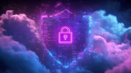 Abstract digital shield security cloud background