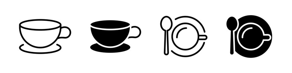 Cup of coffee icons. Coffee icons set. Flat vector coffee icons. Linear coffee mugs.