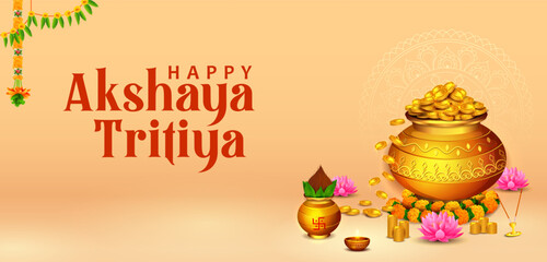 Happy Akshaya Tritiya religious festival of Hindu India celebration