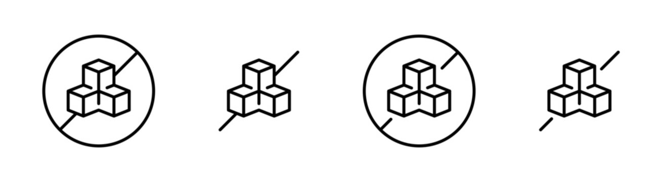 Sugar free. No sugar icons. No sugar added product vector icons. Allergen product. EPS 10
