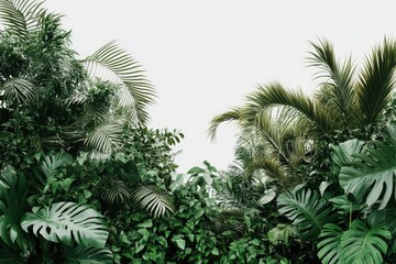 Obraz premium Lush tropical foliage against a white backdrop