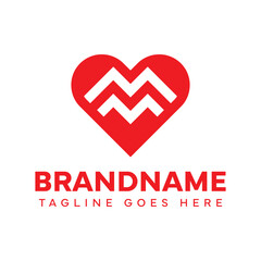 Letters MM or M Love Logo, symbolizing love, care, and connection