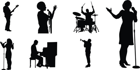 Obraz premium Musician Silhouettes Performance Poses