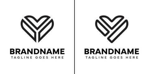 Letter Y Love Logo Set, symbolizing love, care, and connection
