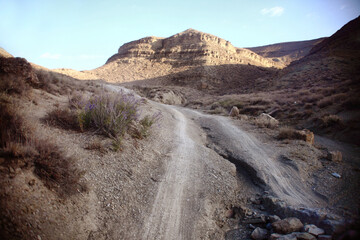 Mountains in the desert, aerial view. Turkmenistan, Iran border