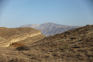 Mountains in the desert, aerial view. Turkmenistan, Iran border