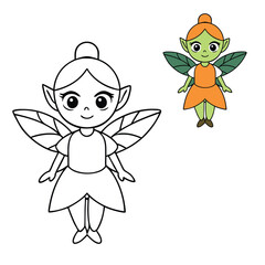 A Halloween-cute fairy with sparkling wings, a glowing wand, and a playful smile, dressed in pastel costumes with a touch of spooky magic and sweet charm.