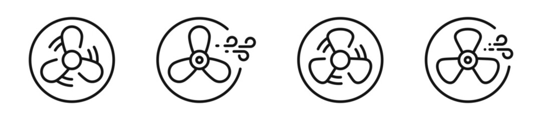 Propeller vector icon set. Fan icon set. Ventilator icons collection. EPS 10