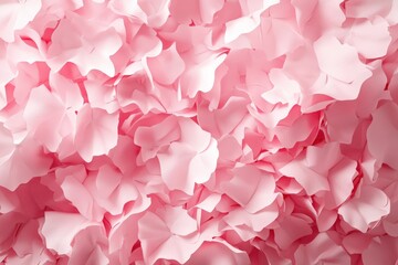 Closeup view of many soft pink flower petals.
