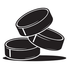 Hockey pucks Vector Black silhouettes. with white background