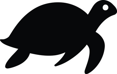 Black Turtle Silhouette Illustration, Simple Turtle Profile Design.