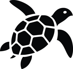 Obraz premium Sea Turtle Black Silhouette, Ocean Turtle Silhouette Art.