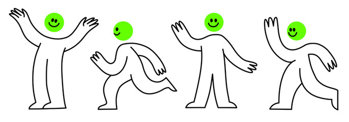 Emotional Well-Being and Positive Mental Health Illustrated with Playful Characters, Vector Design, Isolated