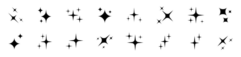 Star vector icon set. Stars collection. Sparkle vector icons. Star sparkle symbols. Twinkle silhouettes. Vector EPS 10