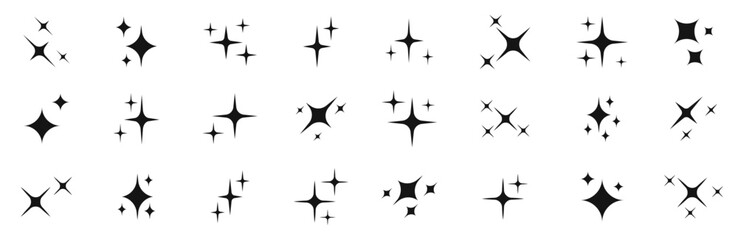 Star vector icon set. Star sparkle symbols. Stars collection. Sparkle vector icons. Vector EPS 10