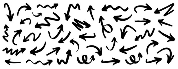 Hand drawn arrows collection. Vector arrow collection. Flat black arrows. EPS 10