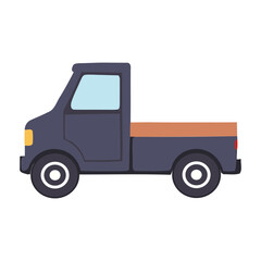 Simple Dark Blue Pickup Truck Vector Illustration