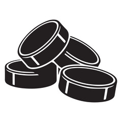 Hockey pucks Vector Black silhouettes. with white background