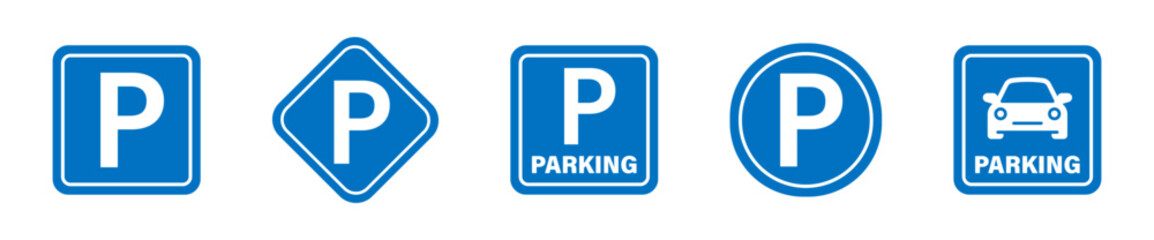 Parking area vector icons. Parking area. Parking signs. Parking road sign set. EPS 10